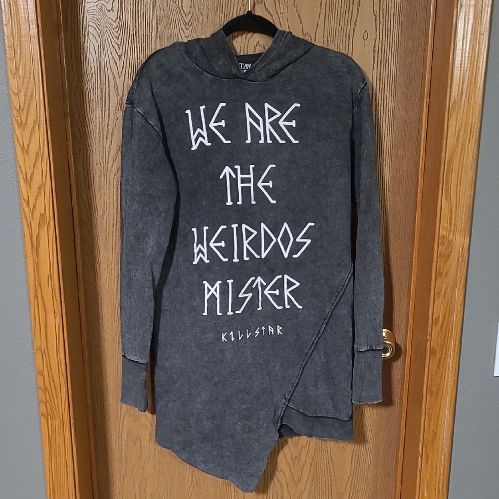 Killstar Charcoal Asymmetrical Long Hoodie